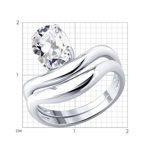 Кольцо из серебра с фианитом из серебро — вид 2