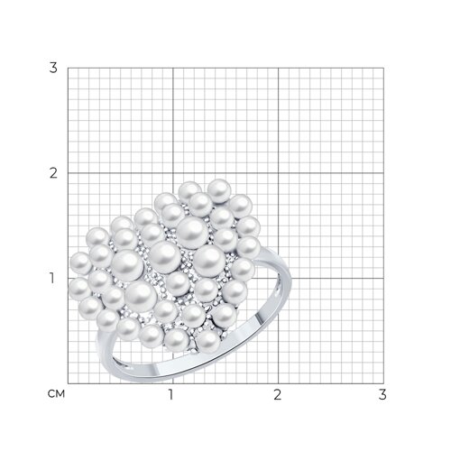 Кольцо из серебра с синтетическим жемчугом из серебро — вид 4