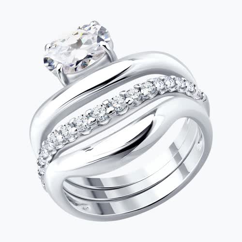 Кольцо из серебра с фианитами - видео на модели