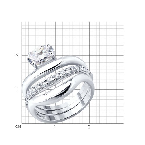 Кольцо из серебра с фианитами из серебро — вид 2