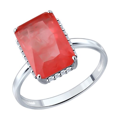 Кольцо из серебра с дуплетом и фианитами - видео на модели