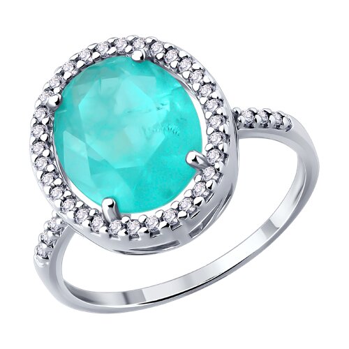 Кольцо из серебра с дуплетом и фианитами из серебро