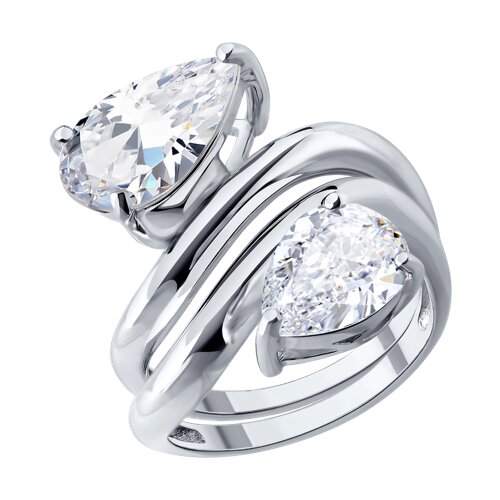 Кольцо из серебра с фианитами - видео на модели