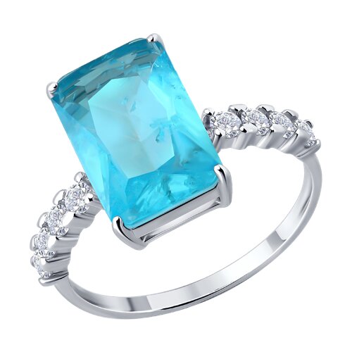 Кольцо из серебра с дуплетом и фианитами - видео на модели