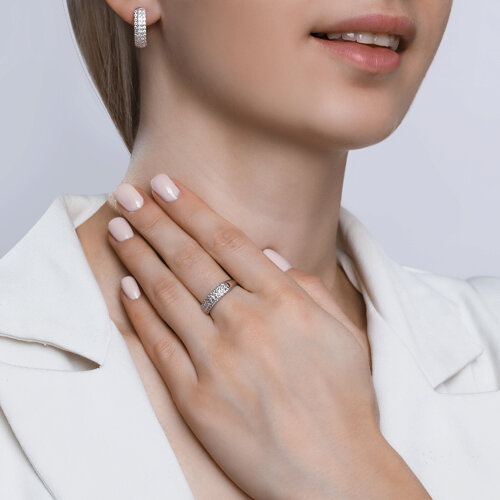 Серьги из серебра с фианитами из серебро — вид 2