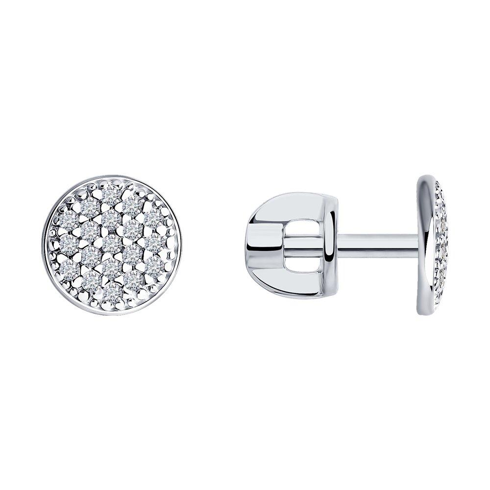 Женские серьги-пусеты из серебра с фианитами - видео на модели