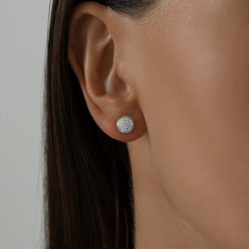 Женские серьги-пусеты из серебра с фианитами из серебро — вид 2