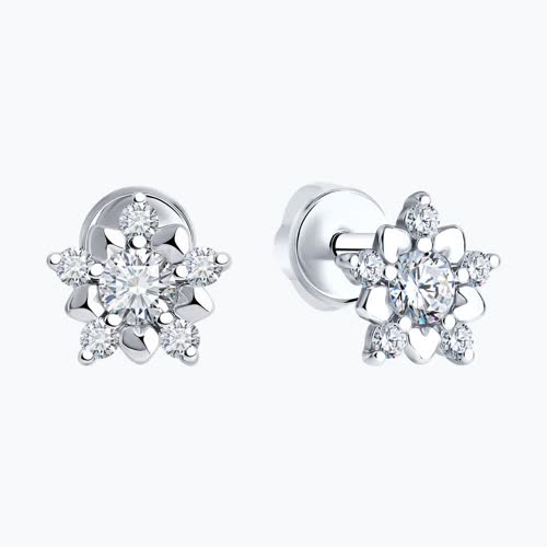 Серьги-пусеты из серебра с фианитами из серебро — вид 2