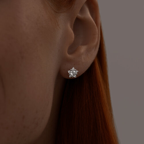 Серьги-пусеты из серебра с фианитами из серебро — вид 3