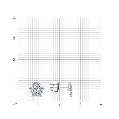 Серьги-пусеты из серебра с фианитами из серебро — вид 5