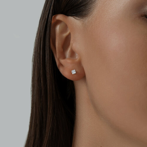 Серьги-пусеты c фианитом из серебро — вид 2