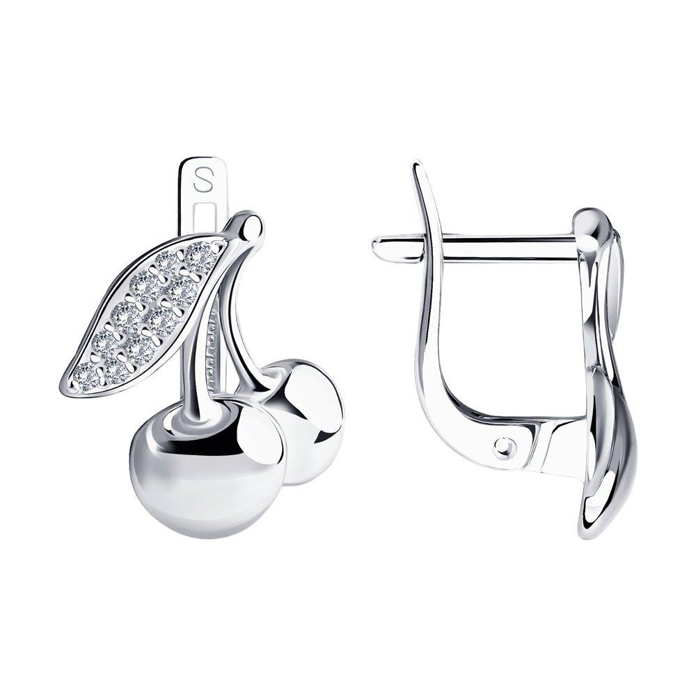 Серьги из серебра с фианитами из серебро