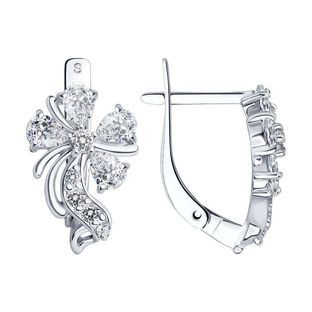 Серьги из серебра с фианитами - видео на модели