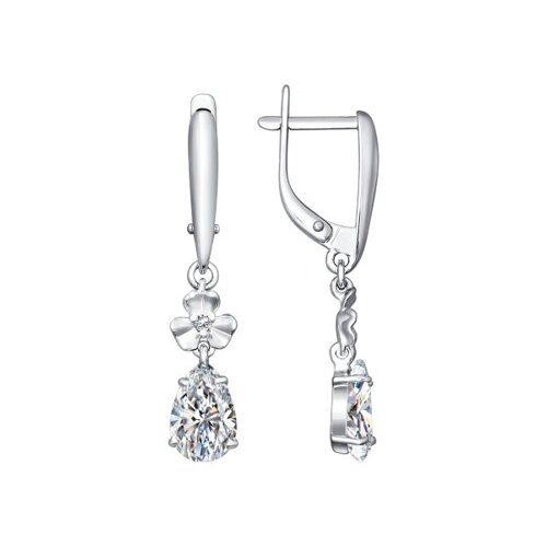 Серьги из серебра с белыми фианитами