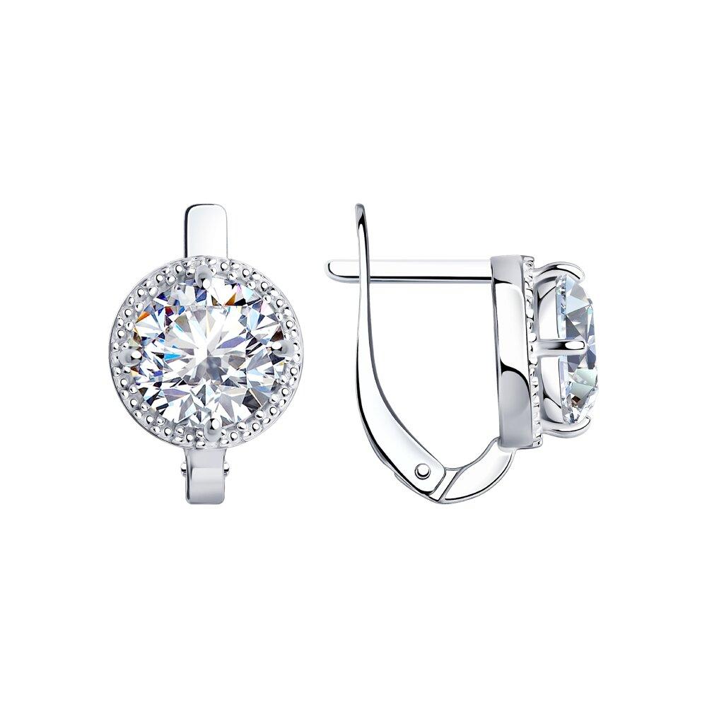 Серьги из серебра с фианитами - видео на модели