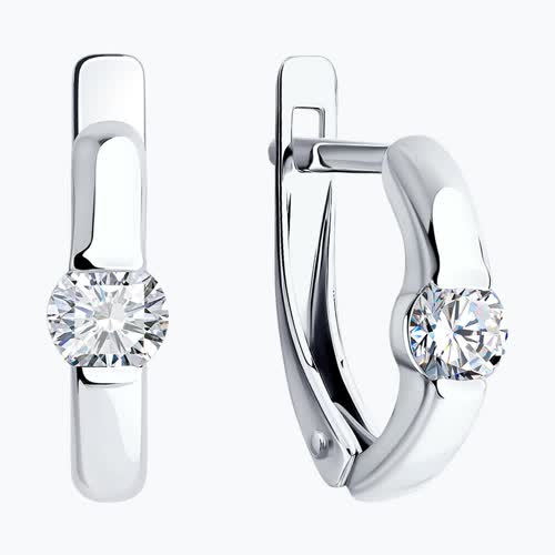 Серьги из серебра с фианитами из серебро — вид 2