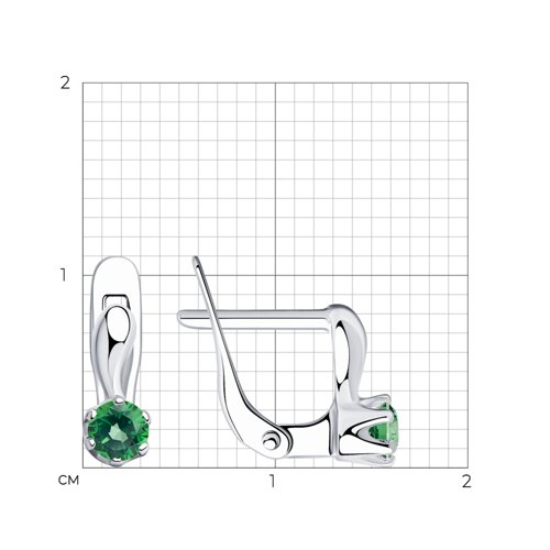 Серьги из серебра с зелеными фианитами из серебро — вид 3