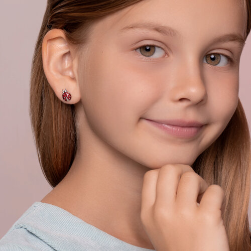 Серьги-пусеты насекомые из серебра с эмалью из серебро — вид 2