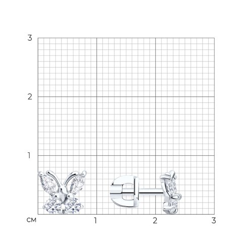 Серьги-пусеты из серебра с белыми фианитами из серебро — вид 4