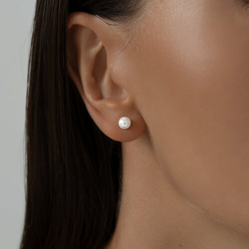 Серьги-пусеты из серебра с жемчугом из серебро — вид 3