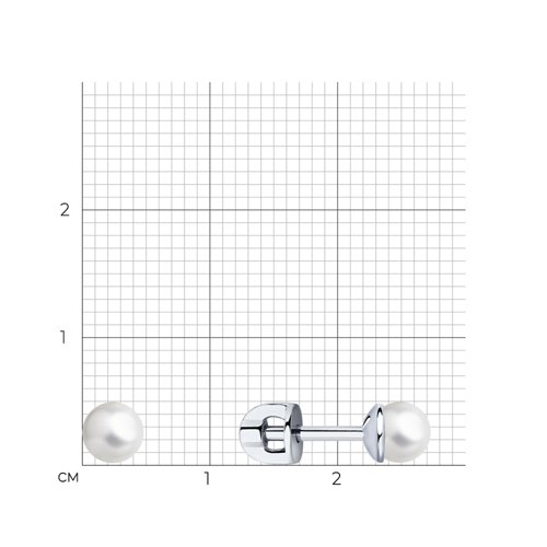 Серьги-пусеты из серебра с жемчугом из серебро — вид 5