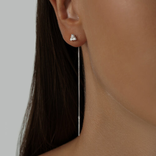 Серьги-цепочки из серебра с фианитами из серебро — вид 2