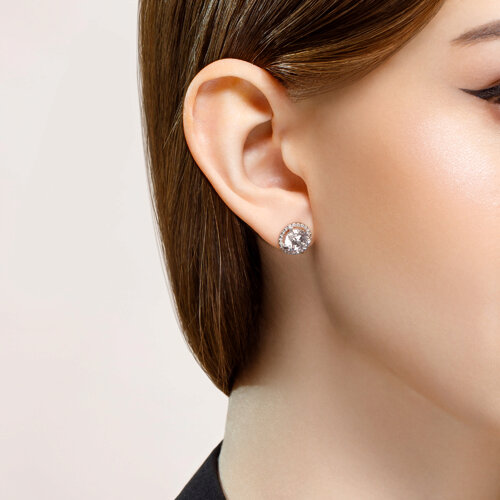 Серьги-пусеты из серебра с фианитами из серебро — вид 2