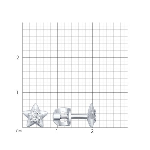 Серьги-пусеты из серебра с фианитами из серебро — вид 4