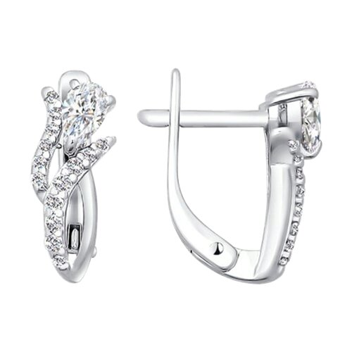 Серьги из серебра с фианитами - видео на модели