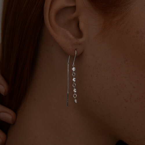 Серьги-цепочки из серебра с фианитами из серебро — вид 2