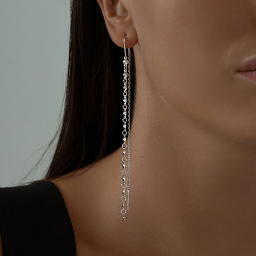 Серьги-цепочки из серебра из серебро — вид 2