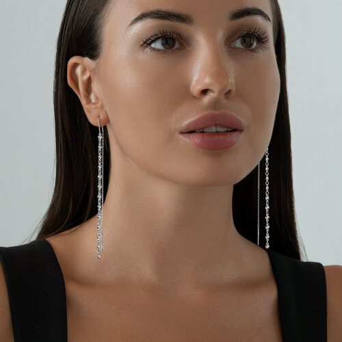 Серьги-цепочки из серебра из серебро — вид 3