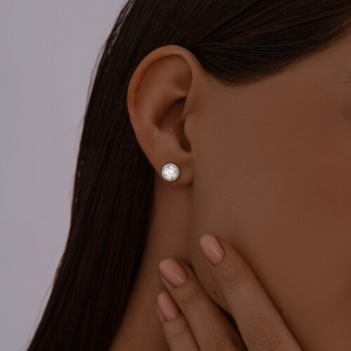 Серьги-пусеты из серебра с фианитами из серебро — вид 2