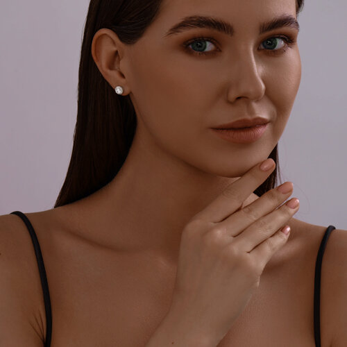 Серьги-пусеты из серебра с фианитами из серебро — вид 3