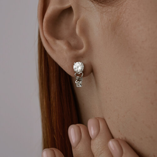 Серьги из серебра с фианитами из серебро — вид 2