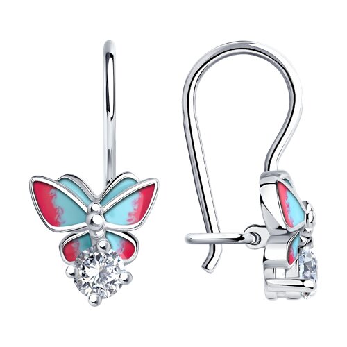 Серьги из серебра с эмалью с фианитами - видео