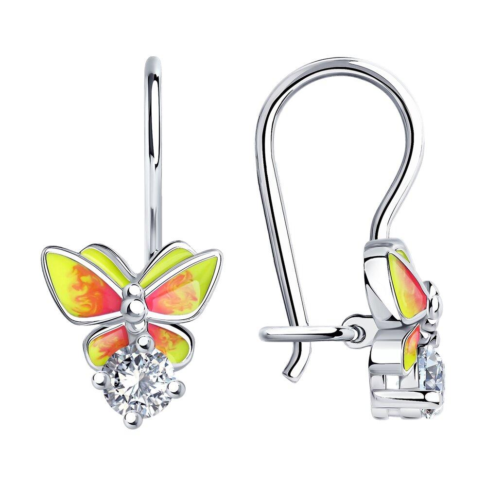 Яркие детские серьги с эмалью и фианитами - видео на модели