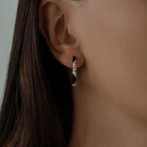 Серьги из серебра с эмалью с фианитами из серебро — вид 2