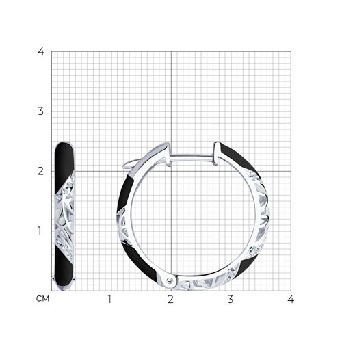 Серьги из серебра с эмалью с фианитами из серебро — вид 4