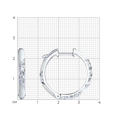 Серьги-кольца с белой эмалью из серебро — вид 5