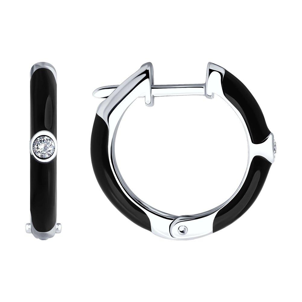 Серьги из серебра с эмалью с фианитами - видео на модели