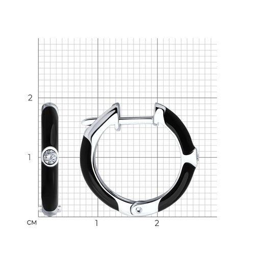 Серьги из серебра с эмалью с фианитами из серебро — вид 5