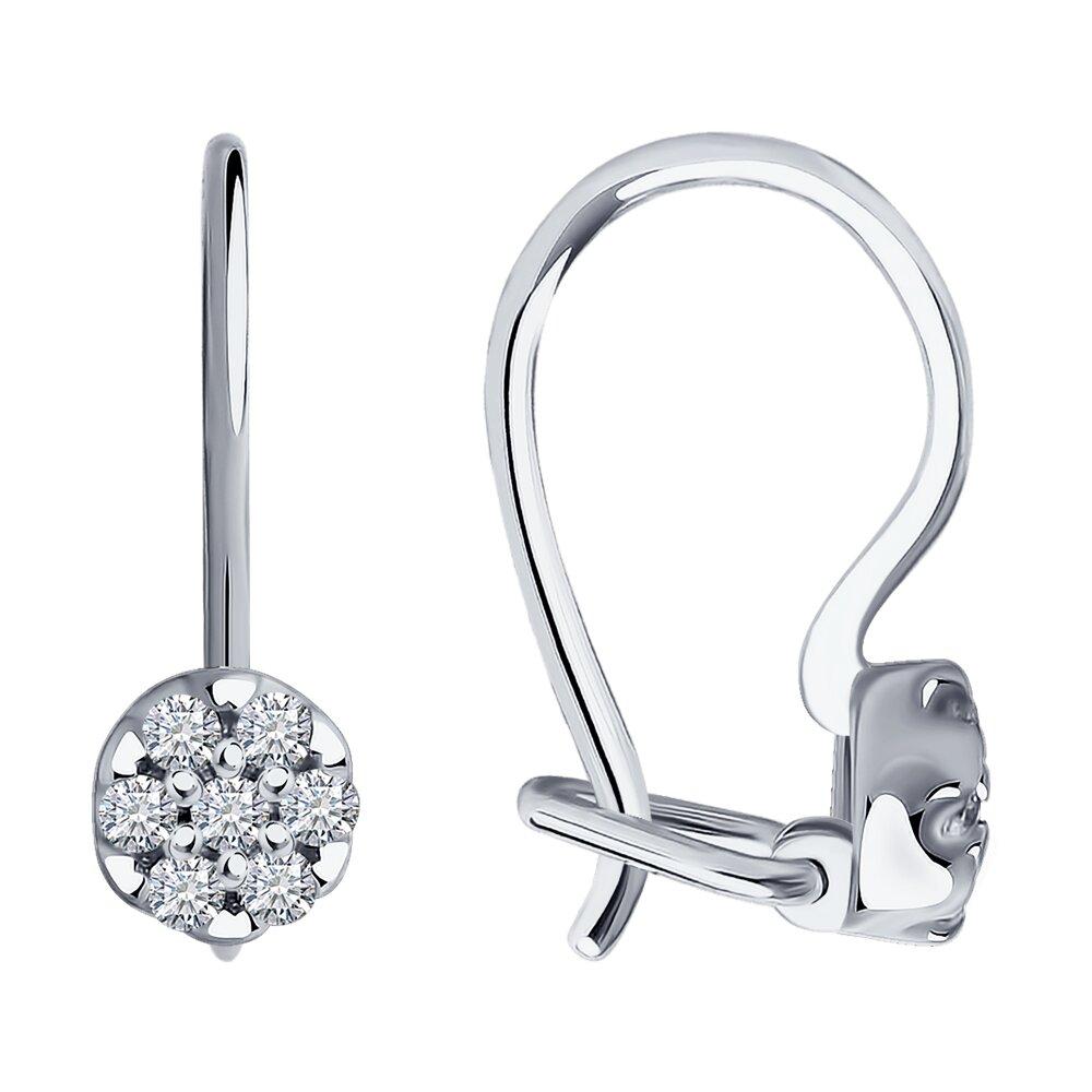 Серьги из серебра с фианитами из серебро