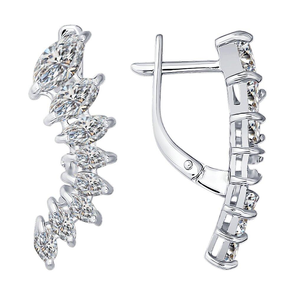 Серьги из серебра с фианитами - видео на модели