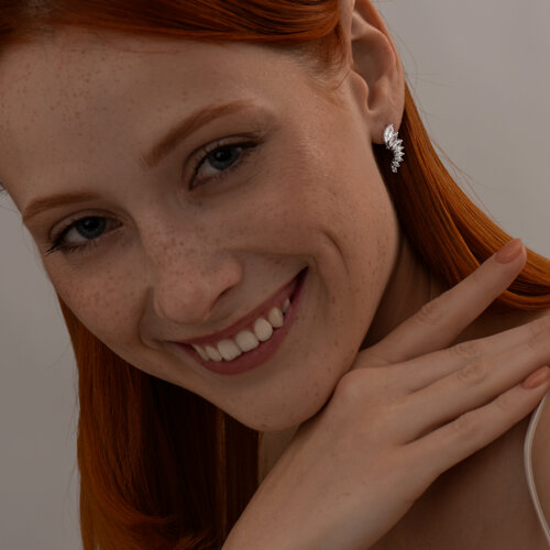 Серьги из серебра с фианитами из серебро — вид 3