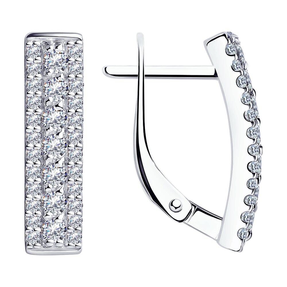 Серьги из серебра с фианитами - видео на модели