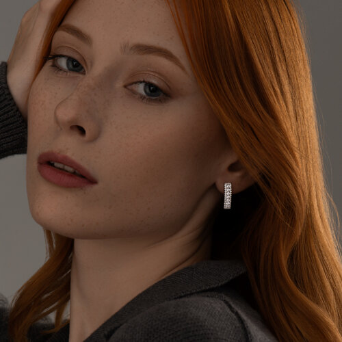 Серьги из серебра с фианитами из серебро — вид 3