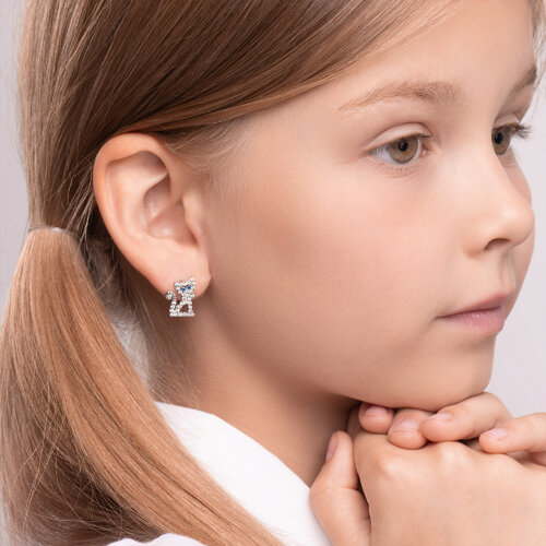 Серьги из серебра с синими фианитами из серебро — вид 2