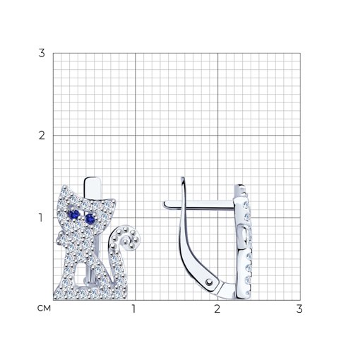 Серьги из серебра с синими фианитами из серебро — вид 3