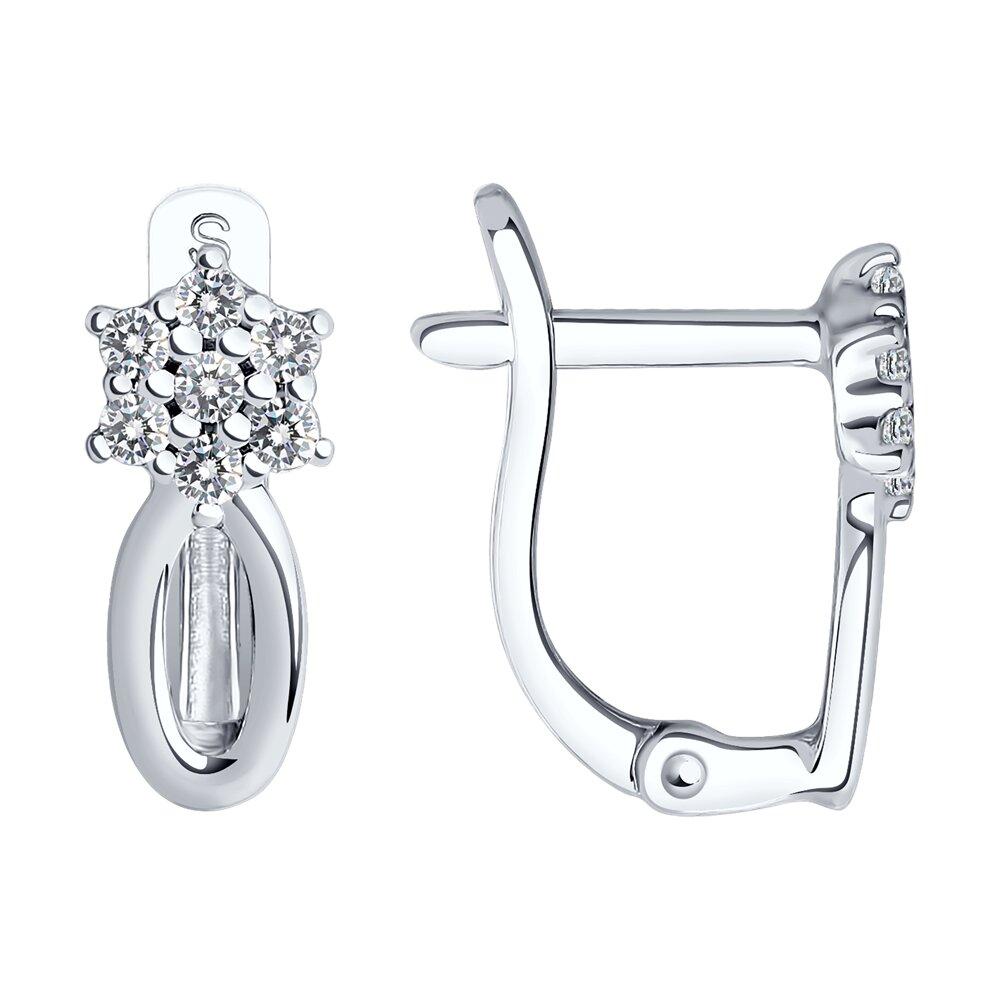 Серьги из серебра с фианитами из серебро